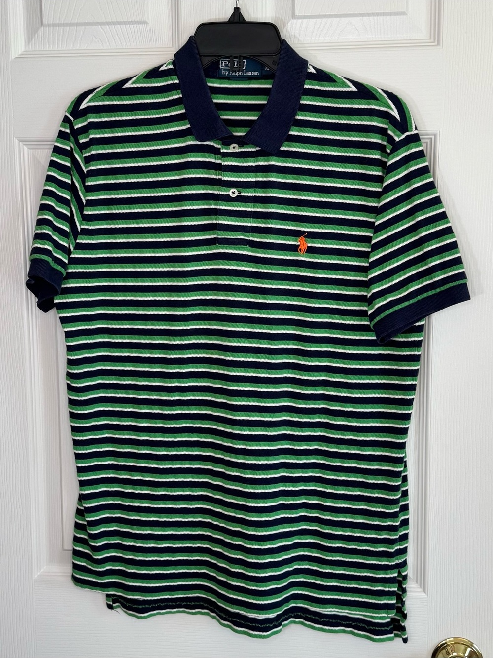 Polo by Ralph Lauren Blue and Green Pony
Polo Striped Shirt Medium